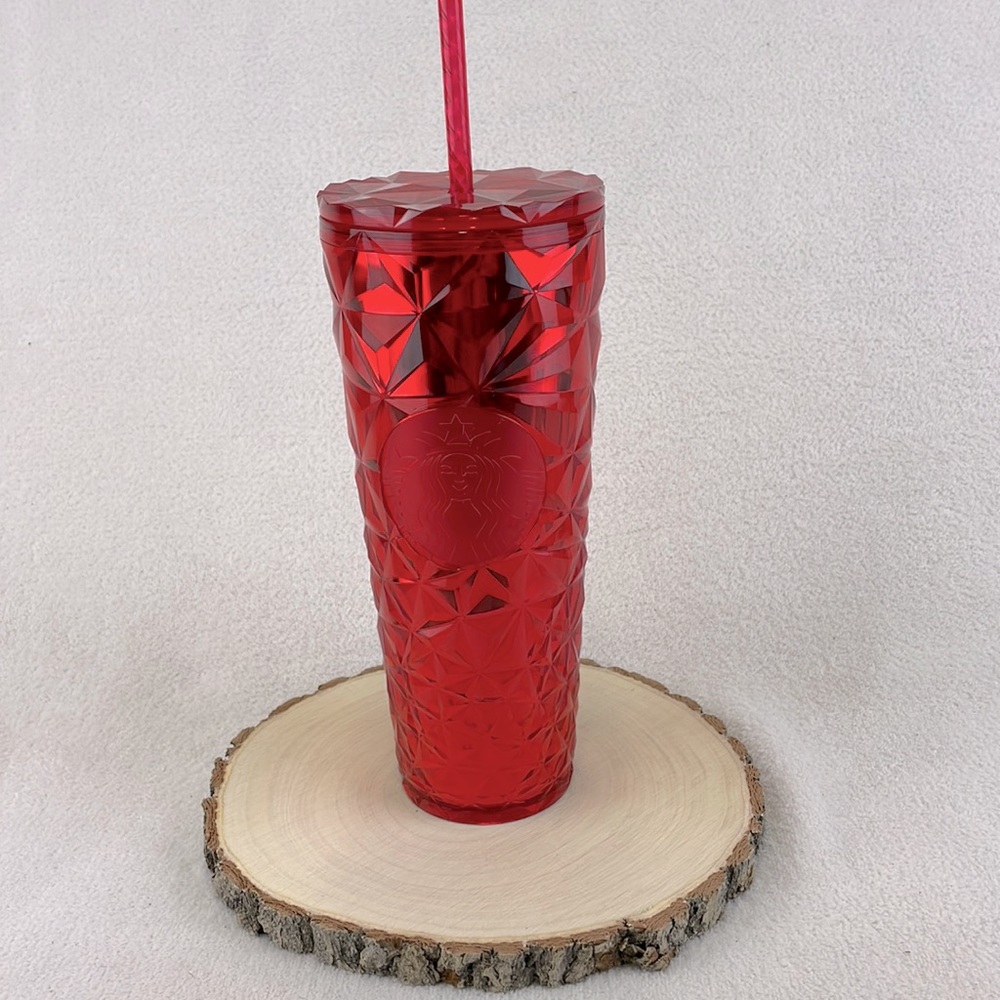NWT STARBUCKS Poinsettia Red Prism Tumbler 24 Oz Venti Tumbler